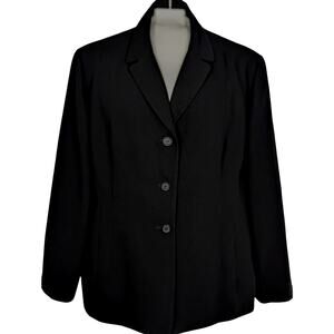 Lord and Taylor Wmns size 18 Blazer  3 buttons black poly/crepe fully lined NWOT
